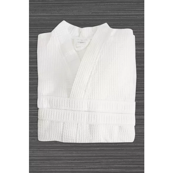 Fehér darázs mintás waffle köntös 2XL méretben – szállodai wellness – MrTextil.hu