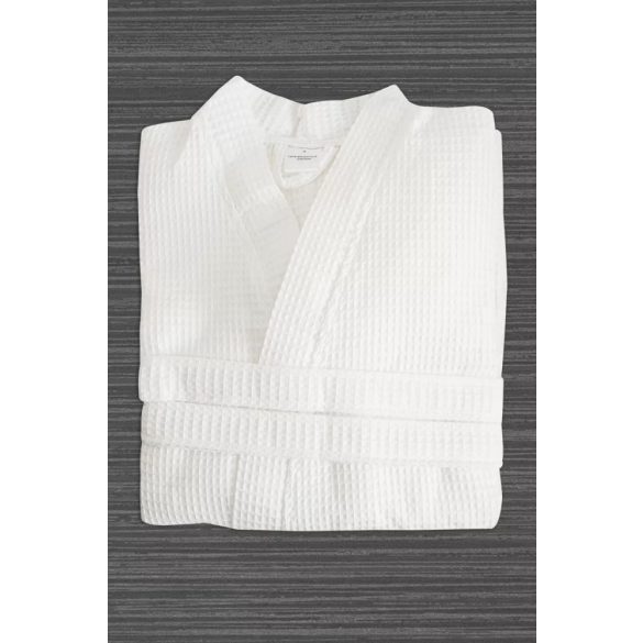 Fehér darázs mintás waffle köntös 3XL méretben – szállodai wellness – MrTextil.hu