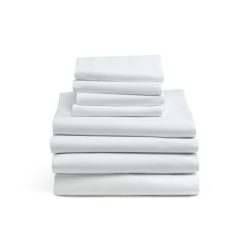   Fehér 100% pamut vászonlepedő, 150 x 240 cm, (szállodai minőségű)