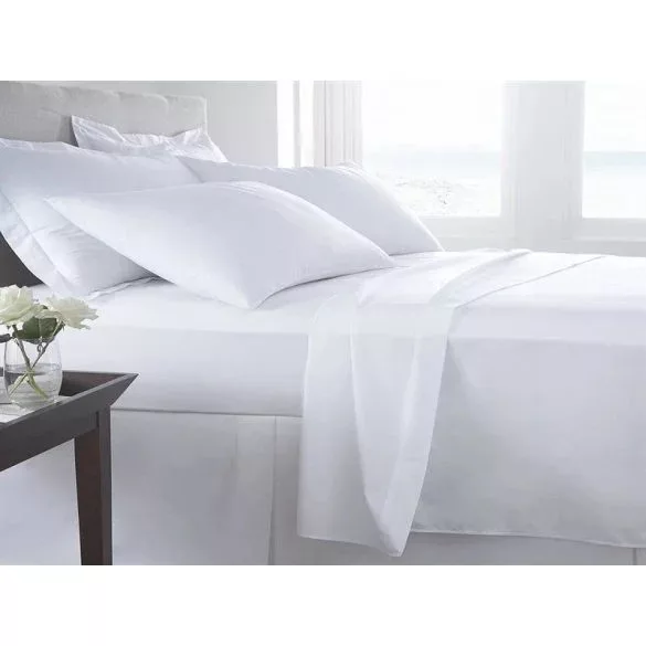 150x260 cm Fehér Lepedő, Kevertszálas 50% Pamut, 50% Poliészter – Szállodai Minőség – mrtextil.hu